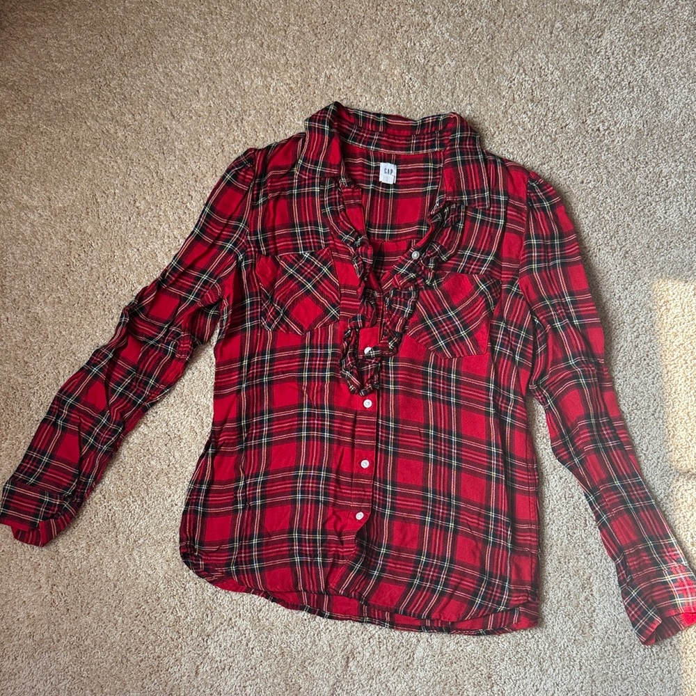 GAP Red and Black Plaid Shirt